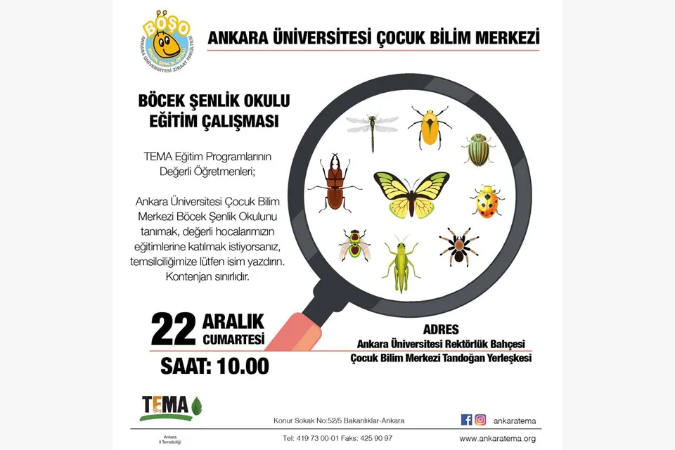 Böcek Şenlik Okulu'nun, TEMA Gönüllülerine düzenli olarak eğitimleri başlamıştır